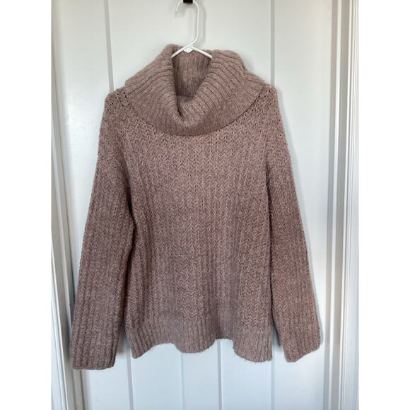 Anthropologie Maeve Women's Knit Cowl-Neck Pullover Chunky Sweater Tan SZ Medium - Picture 2 of 9